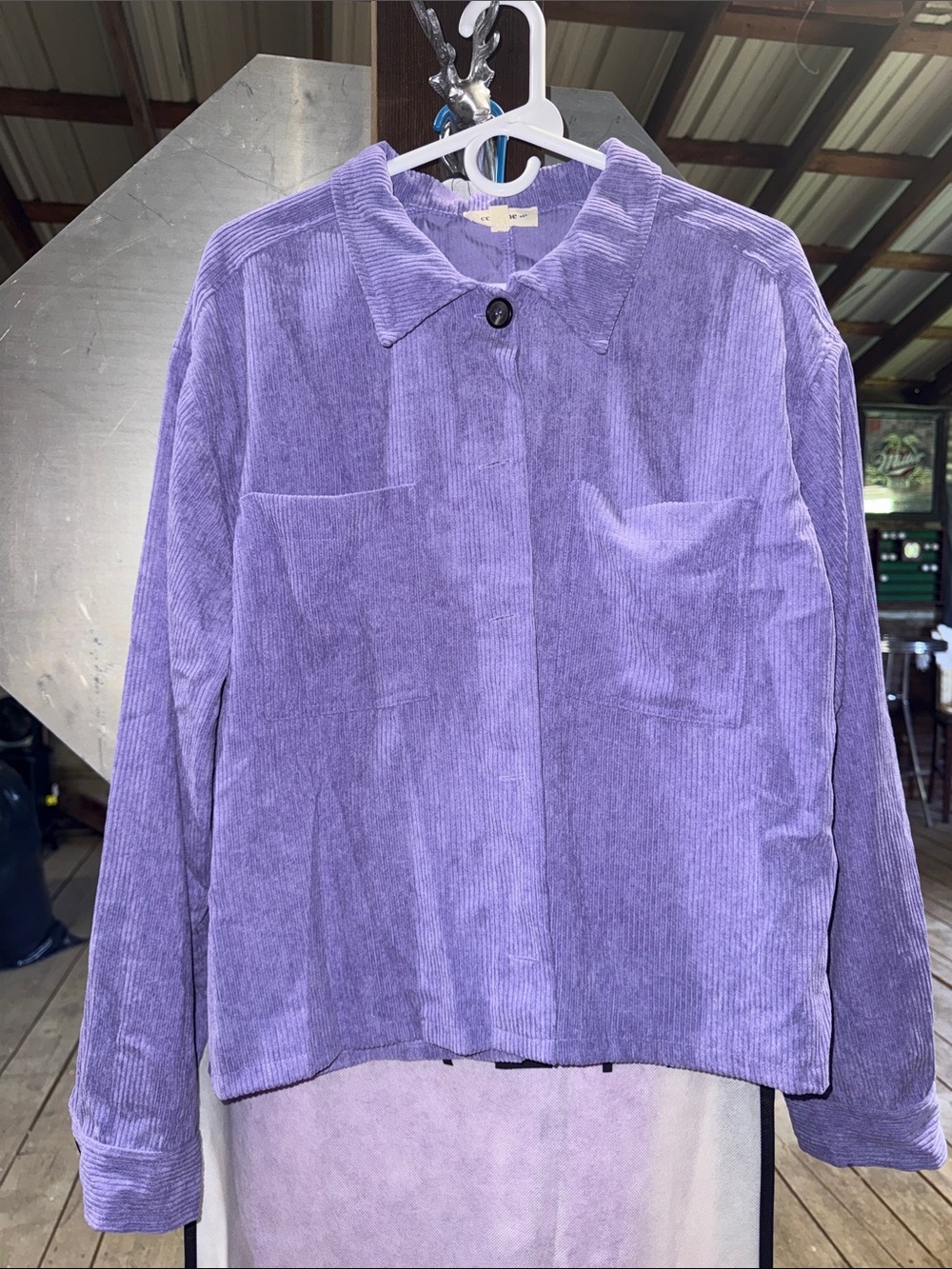 eesome Lavender Corduroy Button-Front Jacket